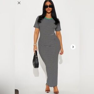 NWT Striped Black and White Maxi Dress
